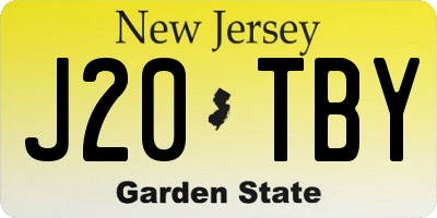 NJ license plate J20TBY