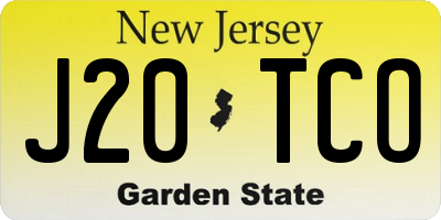 NJ license plate J20TCO