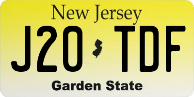 NJ license plate J20TDF