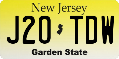 NJ license plate J20TDW