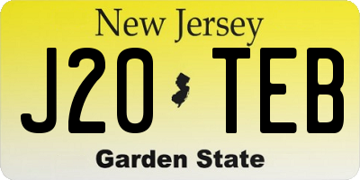 NJ license plate J20TEB