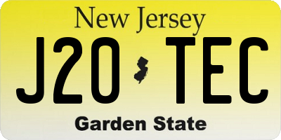 NJ license plate J20TEC