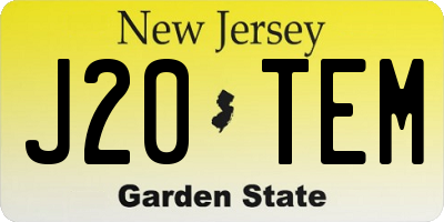 NJ license plate J20TEM