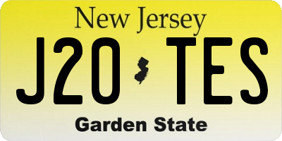NJ license plate J20TES