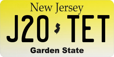 NJ license plate J20TET