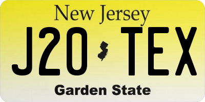 NJ license plate J20TEX