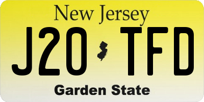NJ license plate J20TFD