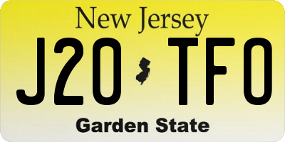 NJ license plate J20TFO