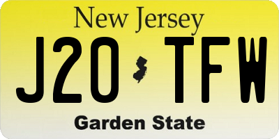 NJ license plate J20TFW