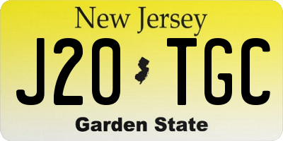 NJ license plate J20TGC