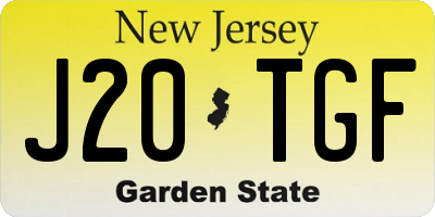 NJ license plate J20TGF