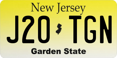 NJ license plate J20TGN