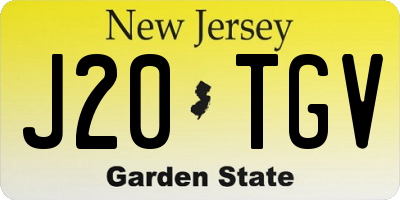 NJ license plate J20TGV