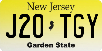 NJ license plate J20TGY