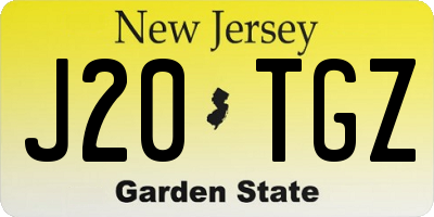 NJ license plate J20TGZ
