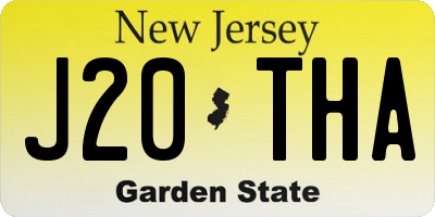 NJ license plate J20THA