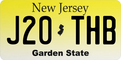 NJ license plate J20THB