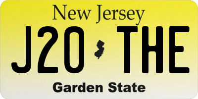 NJ license plate J20THE