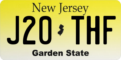NJ license plate J20THF