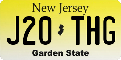 NJ license plate J20THG