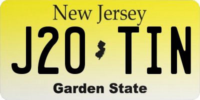 NJ license plate J20TIN