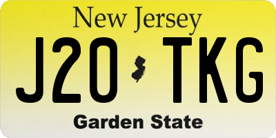 NJ license plate J20TKG