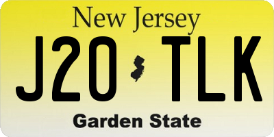 NJ license plate J20TLK