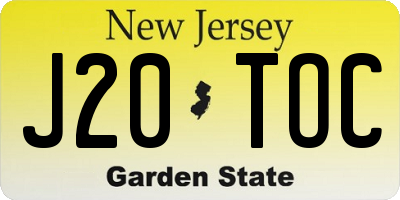 NJ license plate J20TOC