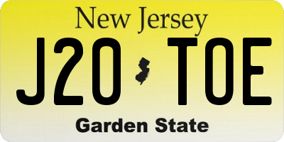 NJ license plate J20TOE