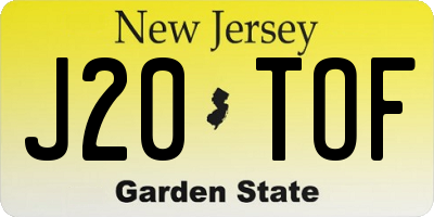 NJ license plate J20TOF