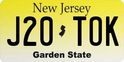 NJ license plate J20TOK