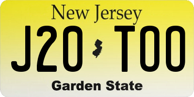 NJ license plate J20TOO