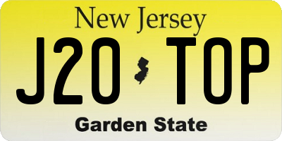 NJ license plate J20TOP