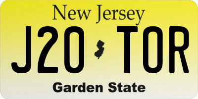 NJ license plate J20TOR
