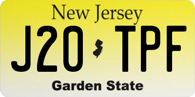 NJ license plate J20TPF