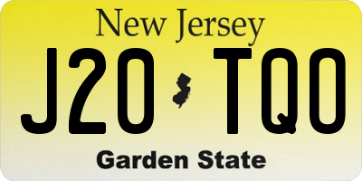 NJ license plate J20TQO