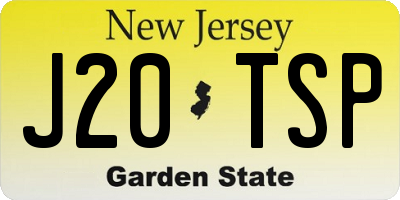 NJ license plate J20TSP