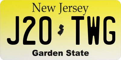 NJ license plate J20TWG