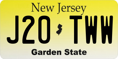 NJ license plate J20TWW