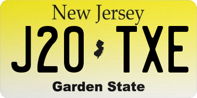 NJ license plate J20TXE