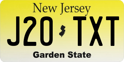 NJ license plate J20TXT
