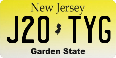 NJ license plate J20TYG