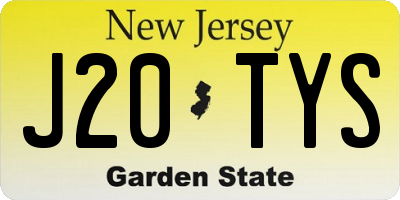 NJ license plate J20TYS