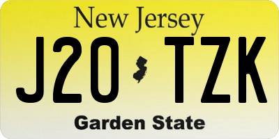 NJ license plate J20TZK