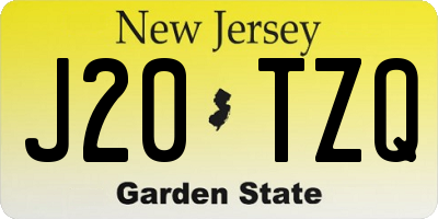 NJ license plate J20TZQ
