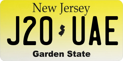 NJ license plate J20UAE