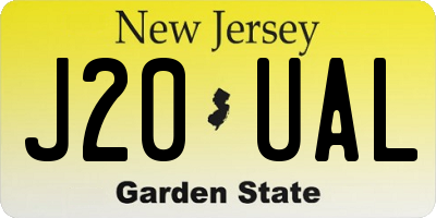 NJ license plate J20UAL