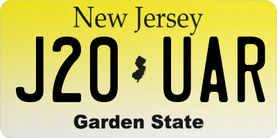 NJ license plate J20UAR