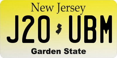 NJ license plate J20UBM