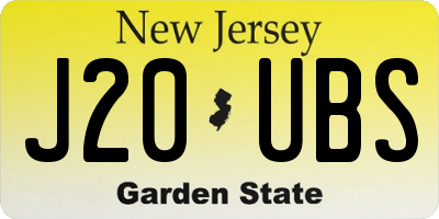 NJ license plate J20UBS